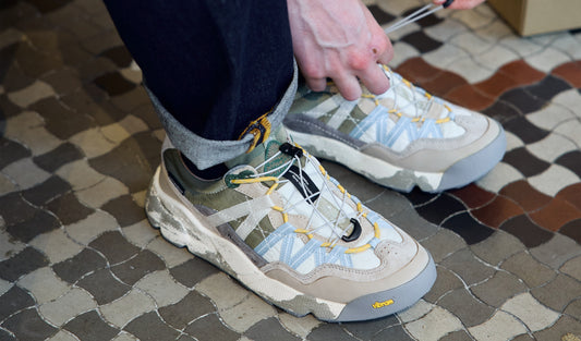 flower mountain hiking sneakers in store shot banner