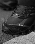 mizuno gore-tex shoe in black and white