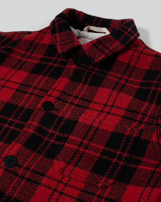 La Paz Baptista Classic Worker Jacket Red Black Checks Wool