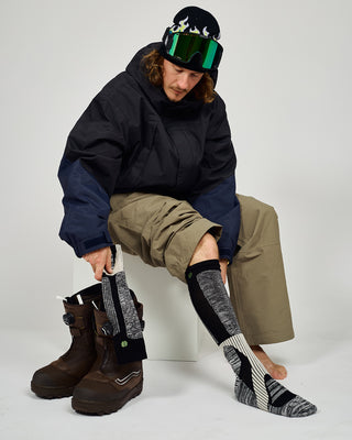 Behind The Pines Performance Lightweight Snow Sock Merino Black Noir