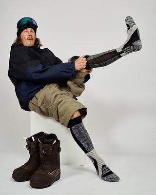 Behind The Pines Performance Lightweight Snow Sock Merino Black Noir