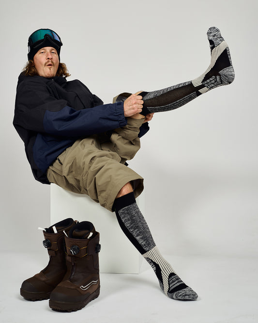 Behind The Pines Performance Lightweight Snow Sock Merino Black Noir