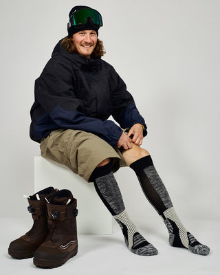 Behind The Pines Performance Lightweight Snow Sock Merino Black Noir