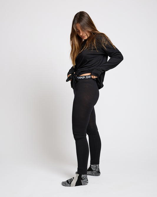 Behind The Pines Women's Performance Base Layer Merino Pants 190 Black