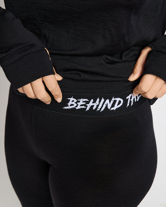 Behind The Pines Women's Performance Base Layer Merino Pants 190 Black