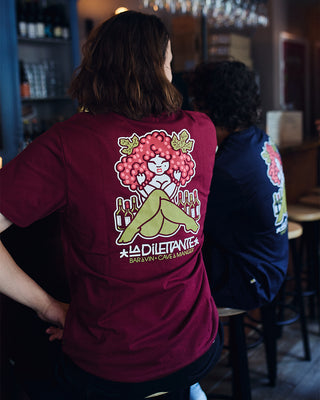 Behind The Pines x La Dilettante Backprint Tee Burgundy