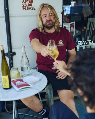 Behind The Pines x La Dilettante Embroided Tee Burgundy