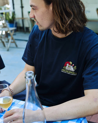 Behind The Pines x La Dilettante Embroided Tee Navy