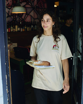 Behind The Pines x La Dilettante Embroided Tee Sand