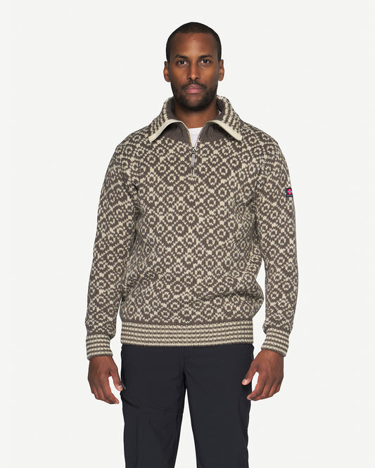 Devold Svalbard Wool Zip Neck Falcon / Offwhite