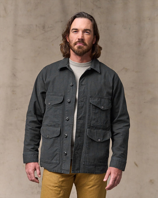 Filson Field Cruiser Washed Faded Black on person