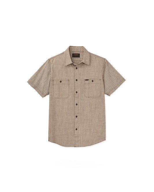 Filson Short Sleeve Chambray Shirt Coffee / Natural front