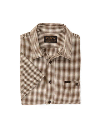 Filson Short Sleeve Chambray Shirt Coffee / Natural folded