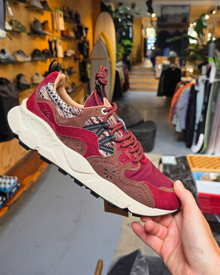Flower Mountain Yamano 3 Suede Fabric Check Bordeaux / Berry