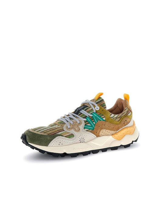 Flower Mountain Yamano 3 Uni Suede Cotton Striped Military / Brown / Cream