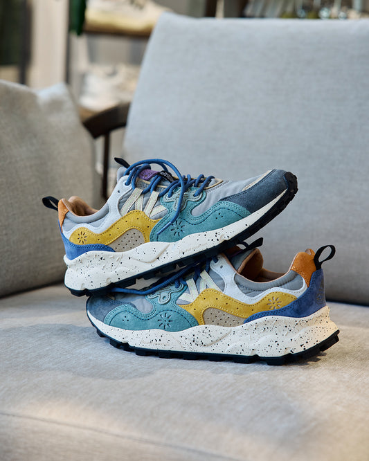 Flower Mountain Yamano 3 Uni Suede Nylon Grey / Petrol / Zucca detail