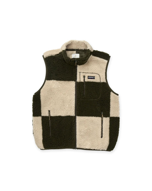 Gramicci Checkered Sherpa Vest Natural / Olive Check