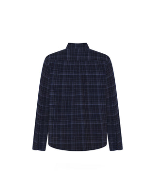 Knowledge Cotton Apparel Dune Regular Merino Check Shirt Navy