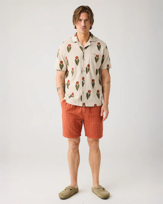 Knowledge Cotton Apparel Fig Loose Structure Shorts Burnt Brick