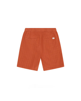 Knowledge Cotton Apparel Fig Loose Structure Shorts Burnt Brick