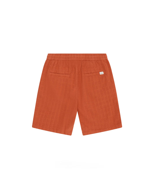 Knowledge Cotton Apparel Fig Loose Structure Shorts Burnt Brick