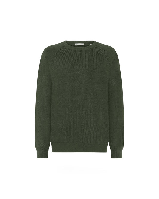 Knowledge Cotton Apparel Merino Crew Neck Sweater Burned Olive