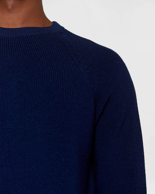 Knowledge Cotton Apparel Merino Crew Neck Sweater Total Eclipse