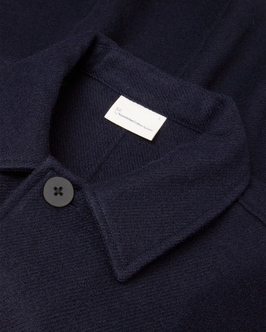 Knowledge Cotton Apparel Merino Overshirt Night Sky