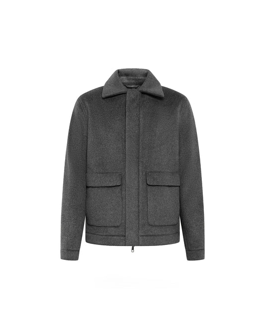 Knowledge Cotton Apparel Wool Jacket Dark Grey Melange