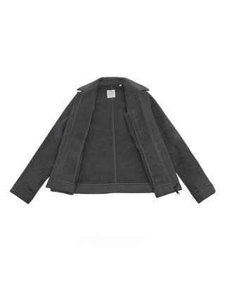 Knowledge Cotton Apparel Wool Jacket Dark Grey Melange