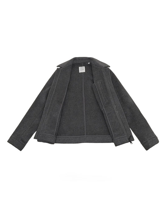 Knowledge Cotton Apparel Wool Jacket Dark Grey Melange
