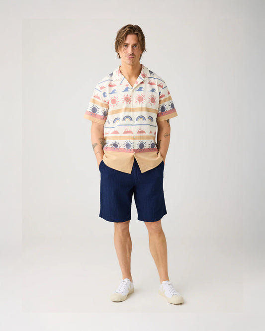 KnowledgeCotton Apparel Fig Loose Dobby Shorts Indigo