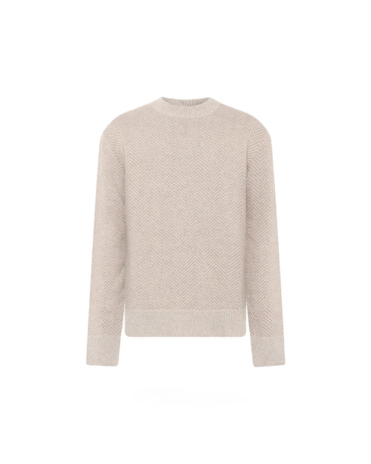 KnowledgeCotton Apparel Lambswool Jacquard Sweater Nature Melange