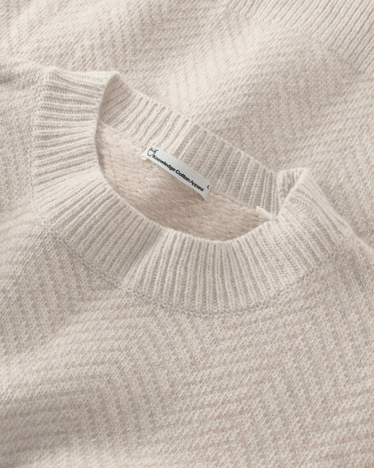 KnowledgeCotton Apparel Lambswool Jacquard Sweater Nature Melange
