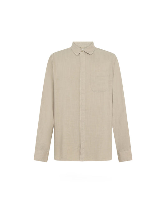 KnowledgeCotton Apparel Linen Blend Shirt Feather Grey