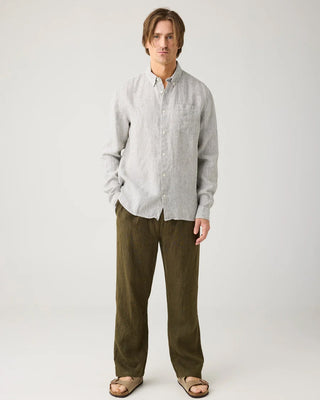 KnowledgeCotton Apparel Linen Stripe Shirt Burned Olive