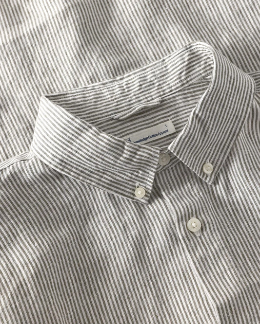KnowledgeCotton Apparel Linen Stripe Shirt Burned Olive