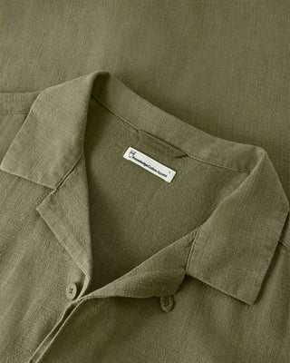 KnowledgeCotton Apparel Relaxed Linen Short Sleeve Shirt Burned Olive
