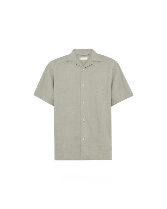 KnowledgeCotton Apparel Relaxed Linen Short Sleeve Shirt Twill / Yarndyed