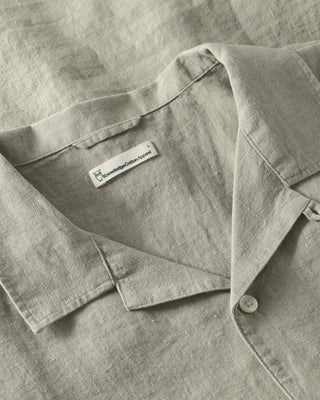 KnowledgeCotton Apparel Relaxed Linen Short Sleeve Shirt Twill / Yarndyed