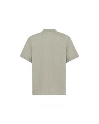 KnowledgeCotton Apparel Relaxed Linen Short Sleeve Shirt Twill / Yarndyed