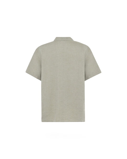 KnowledgeCotton Apparel Relaxed Linen Short Sleeve Shirt Twill / Yarndyed