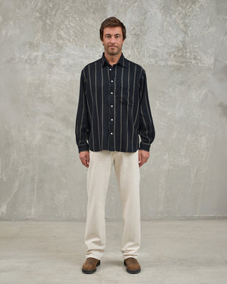 La Paz Carvalho Baggy Oversized Shirt Black / Ecru Stripes