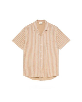 La Paz Silveira Clay Stripes Beige Striped Linen Shirt