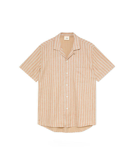 La Paz Silveira Clay Stripes Beige Striped Linen Shirt