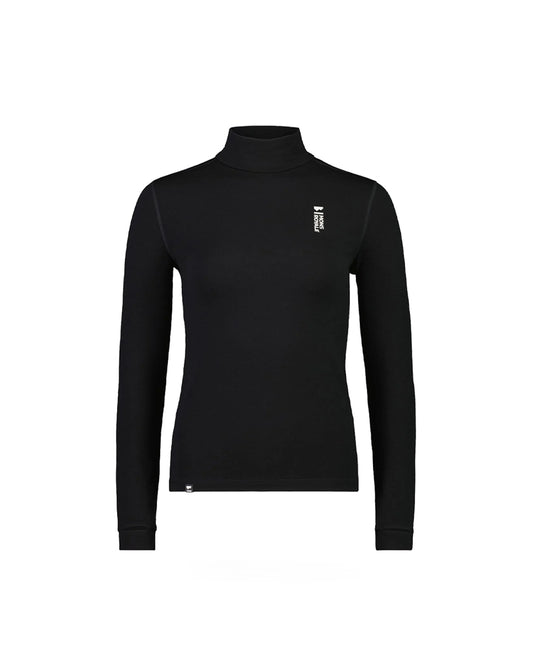 Mons Royale Womens Cascade Merino Flex 200 Mock Neck LS Black