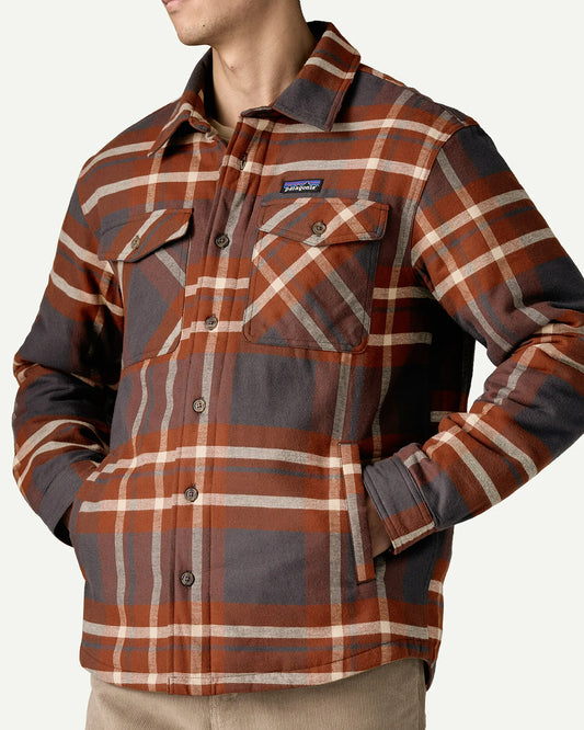 Patagonia Men's Lightweight Insulated Fjord Flannel Shirt Ashore: Ink Black