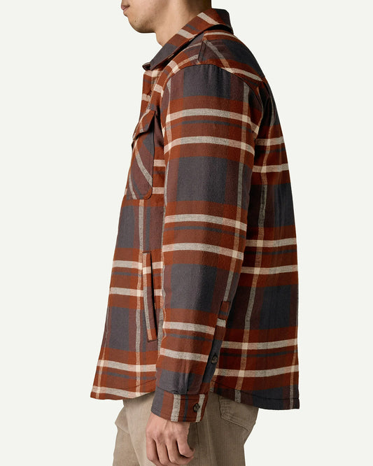 Patagonia Men's Lightweight Insulated Fjord Flannel Shirt Ashore: Ink Black