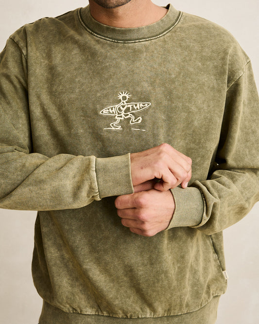 Rhythm Drifter Salt Wash Crew Olive