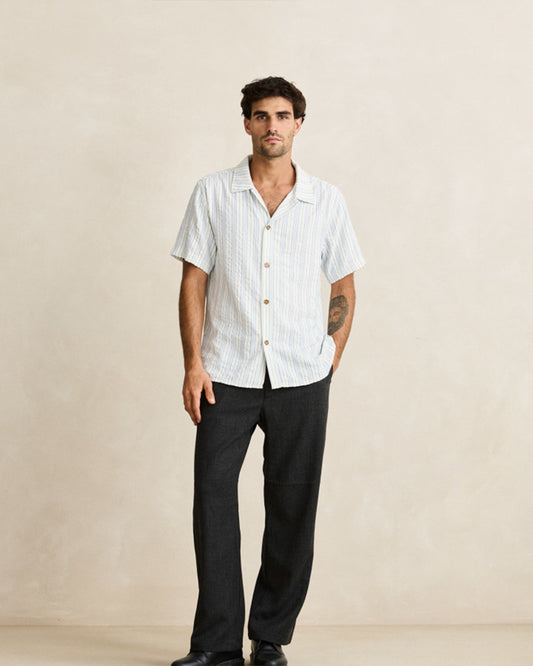Rhythm Novelty Stripe SS Shirt White